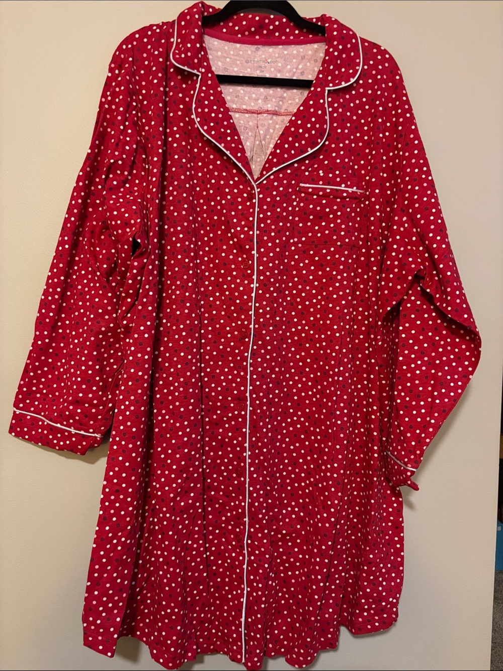 Red Polka Dot Button-Front Nightshirt NWOT